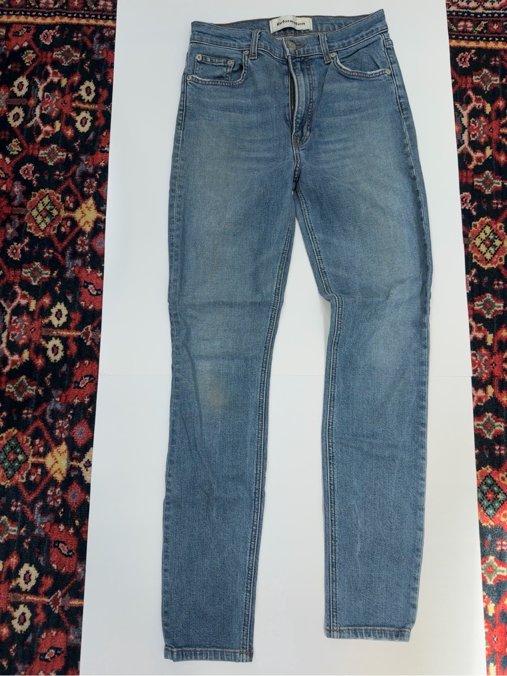 Reformation Women’s High Rise Straight Leg Jeans Size 27 Light Wash Denim